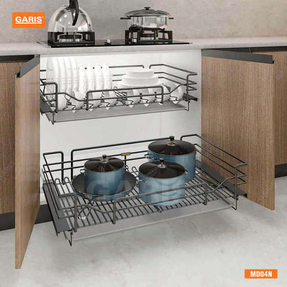ngan-keo-bat-dia-xoong-noi-garis-titanium-megkel-MD04N-1 Ngăn Kéo Xoong Nồi, Bát Đĩa Cánh Kéo/Mở Garis Megkel Titanium MD04N