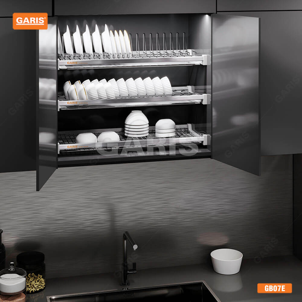 ke-chen-3-tang-co-dinh-khung-nhom-garis-base-GB07E-1 Kệ Chén 3 Tầng Cố Định Khung Nhôm Garis Base GB07E