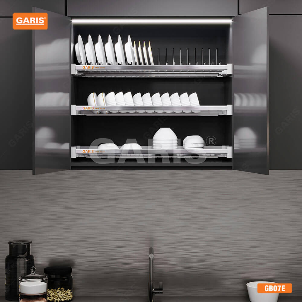 ke-chen-3-tang-co-dinh-khung-nhom-garis-base-GB07E-2 Kệ Chén 3 Tầng Cố Định Khung Nhôm Garis Base GB07E
