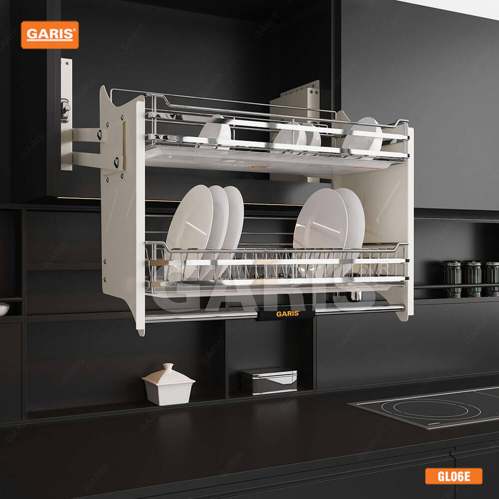 ke-chen-nang-ha-di-dong-garis-base-series-GL06E-1 Kệ Chén Nâng Hạ Di Động Inox 304 Garis Base Series GL06E