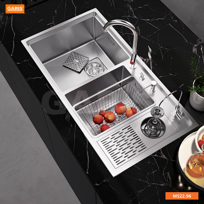 CHẬU RỬA INOX 304 CÓ MÁY RỬA CỐC, CHÉN